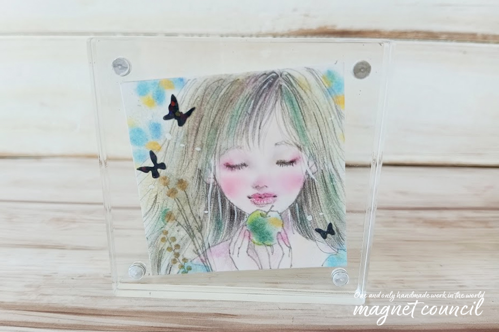 「ミニアクリルフレーム 甘い香り」キャンソン紙 パステル 原画