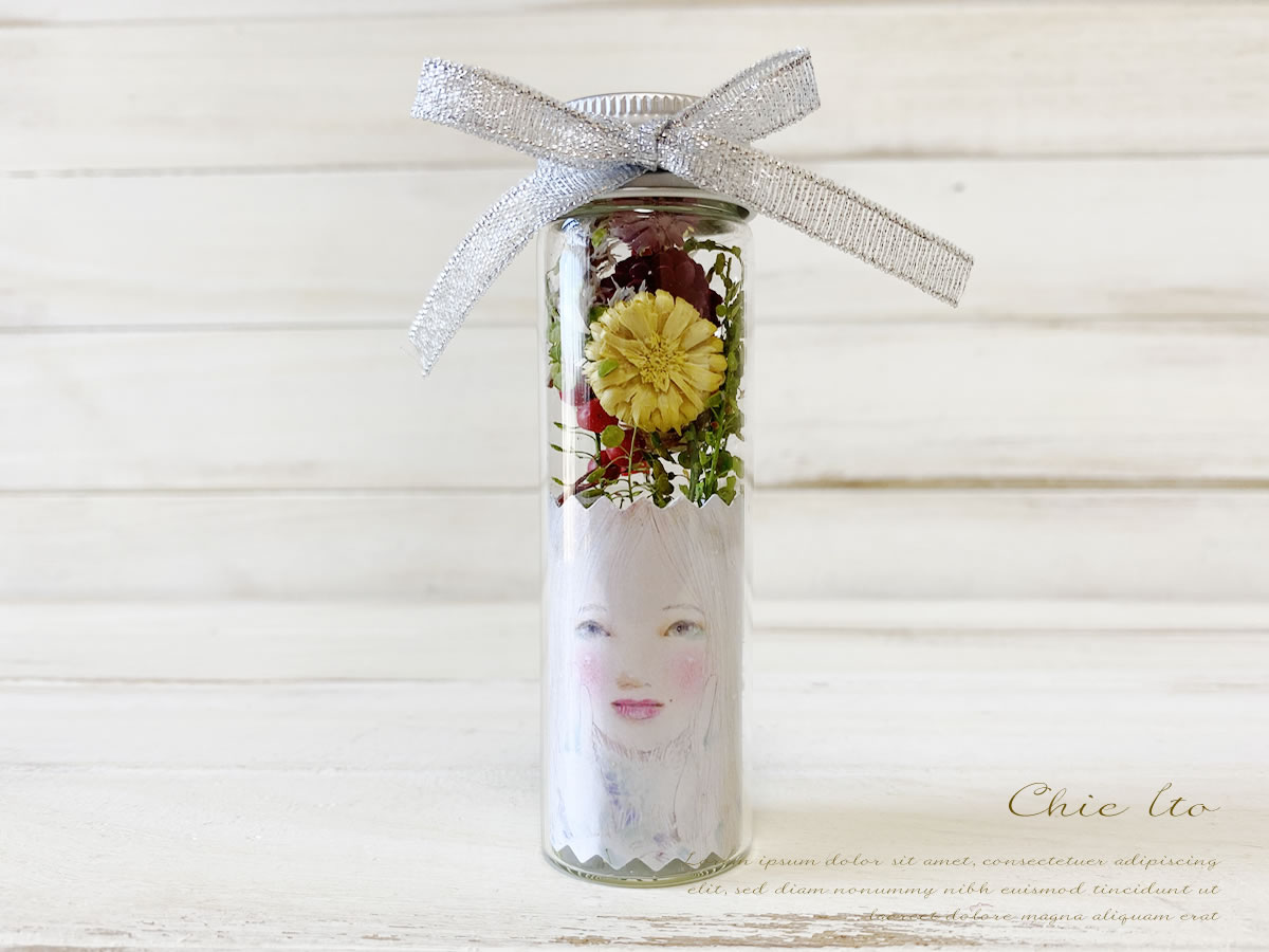 可愛いお花とイラスト瓶