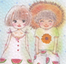 イラストポストカード 「ふたりの夏休み」
