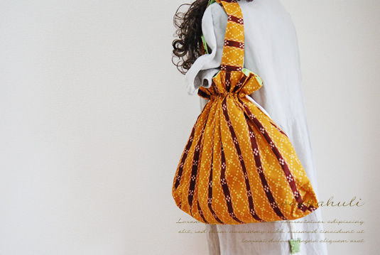 沖縄ミンサー柄 巾着バック（訳あり）茶系