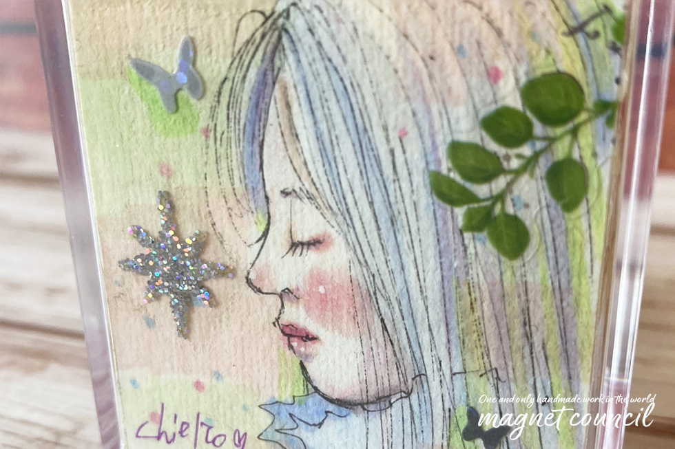 「お花のイラストキューブ」コピック パステル 原画A 