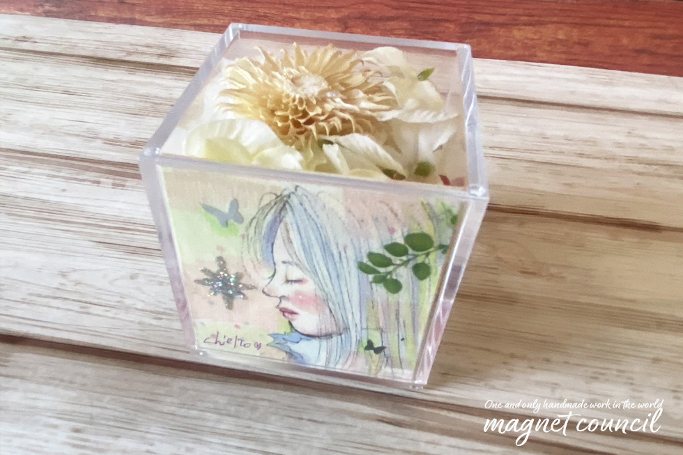 「お花のイラストキューブ」コピック パステル 原画A 