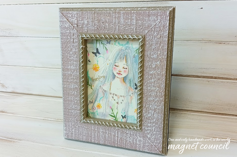 「松葉ぼたんと少女」コピック パステル 色鉛筆 原画 