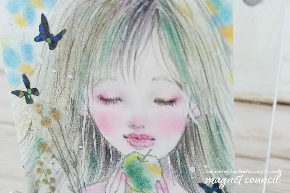 「ミニアクリルフレーム 甘い香り」キャンソン紙 パステル 原画 