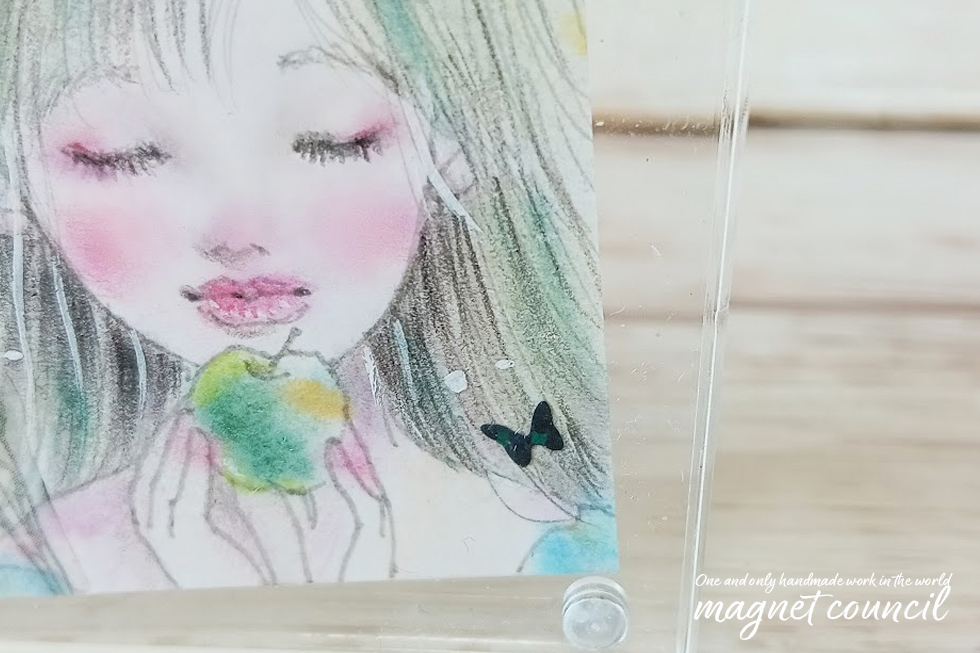 「ミニアクリルフレーム 甘い香り」キャンソン紙 パステル 原画 