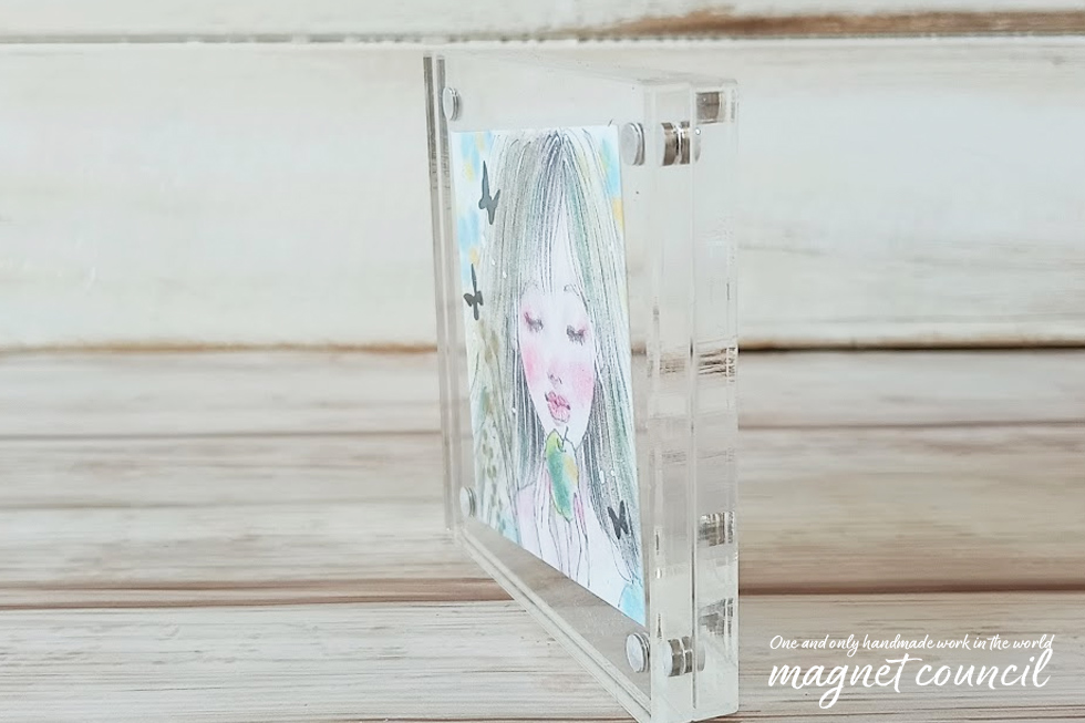 「ミニアクリルフレーム 甘い香り」キャンソン紙 パステル 原画 