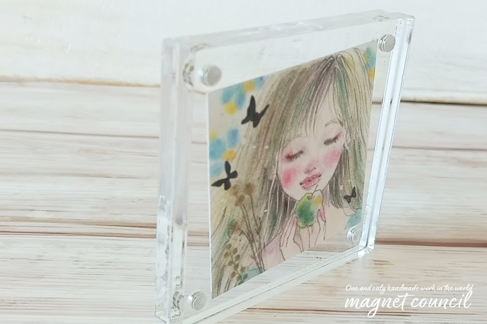 「ミニアクリルフレーム 甘い香り」キャンソン紙 パステル 原画 