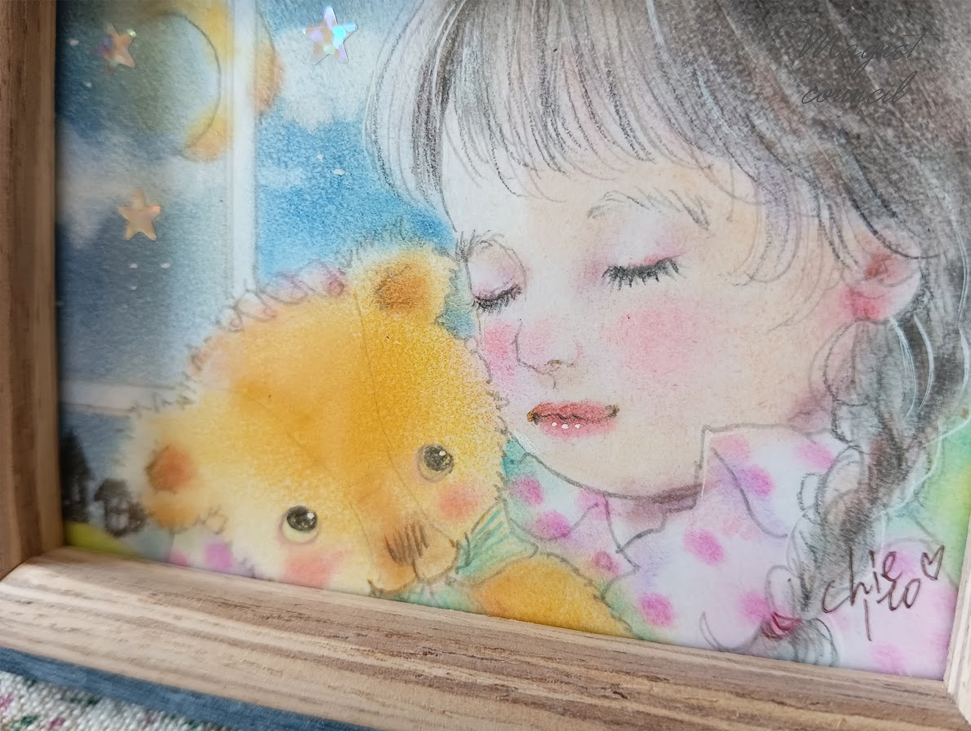 「一緒におやすみ」パステル原画