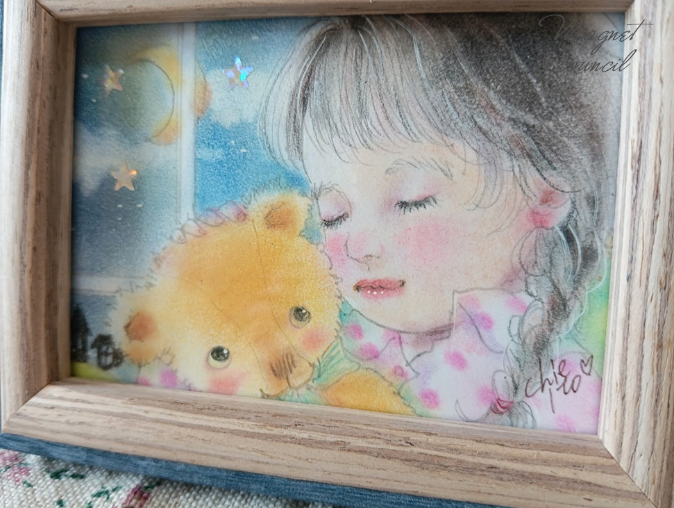 「一緒におやすみ」パステル原画