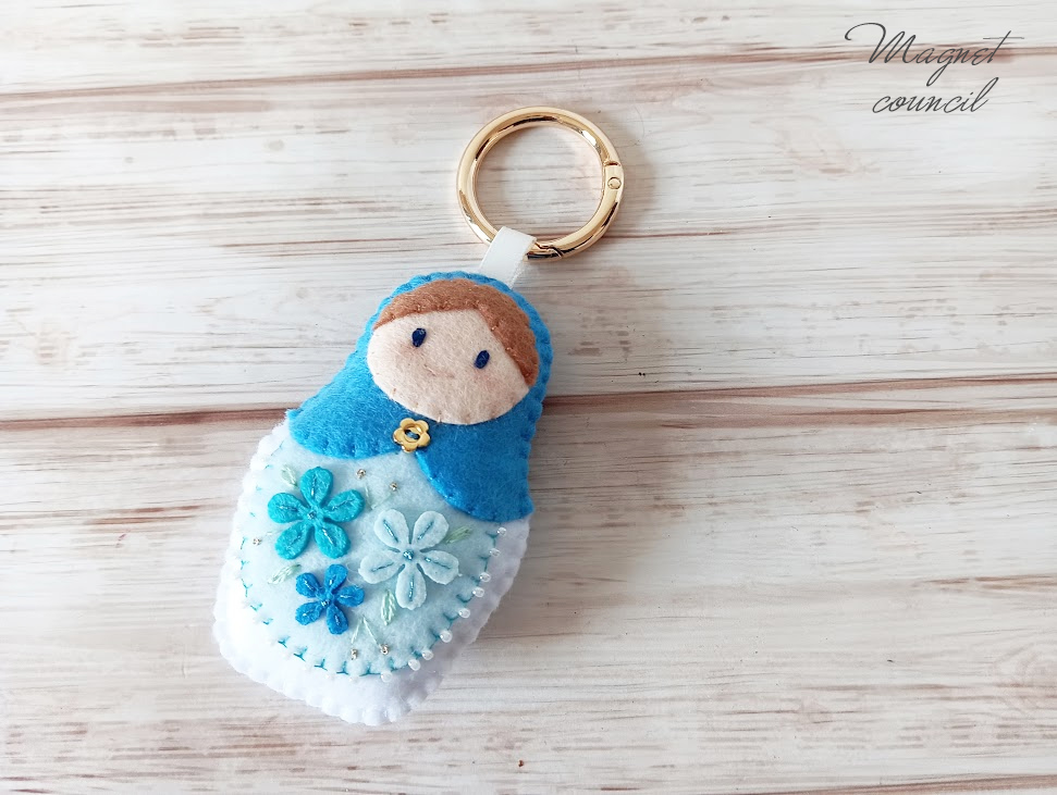 フェルトキーホルダー（マトリョーシカ・ブルー）