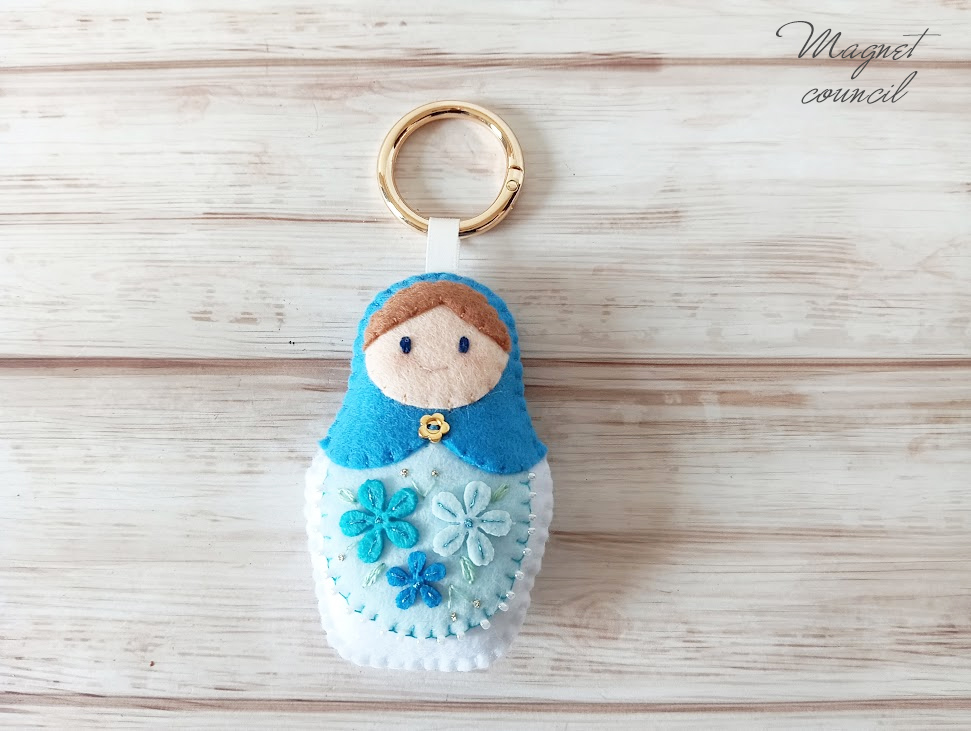 フェルトキーホルダー（マトリョーシカ・ブルー）