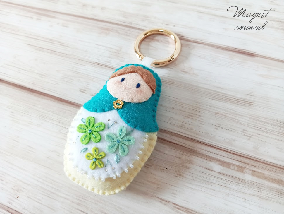 フェルトキーホルダー（マトリョーシカ・グリーン）