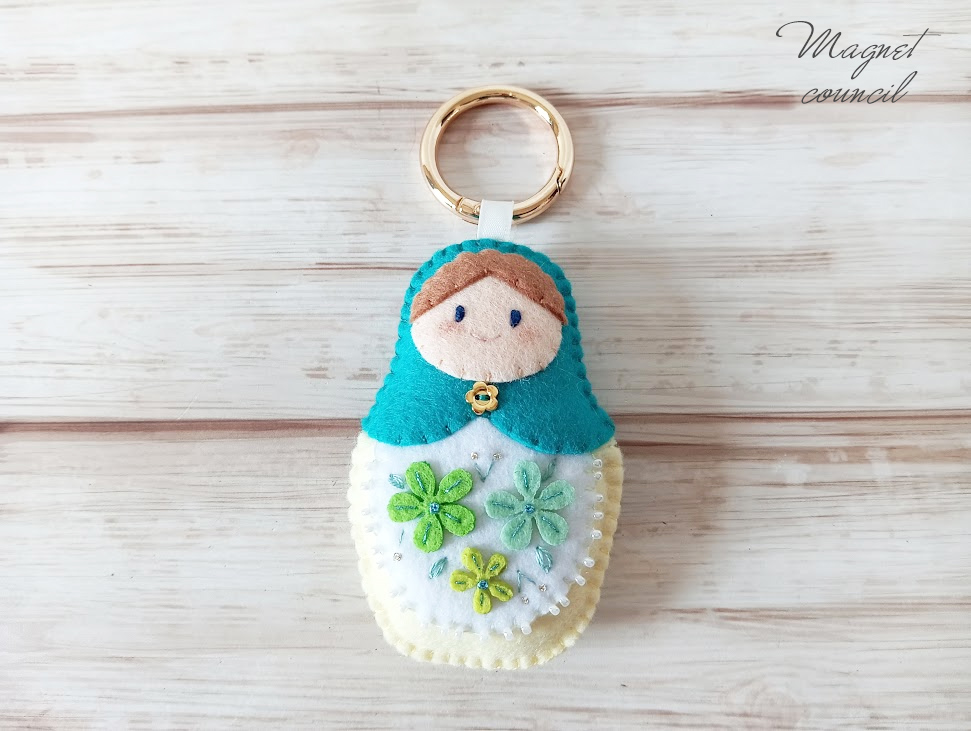 フェルトキーホルダー（マトリョーシカ・グリーン）