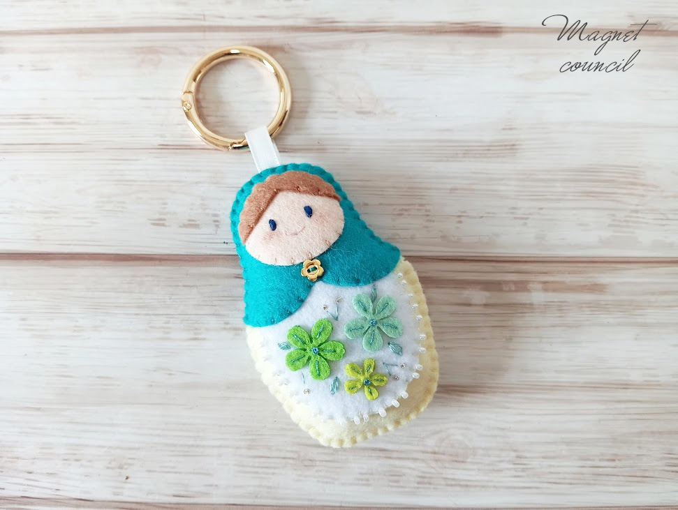 フェルトキーホルダー（マトリョーシカ・グリーン）