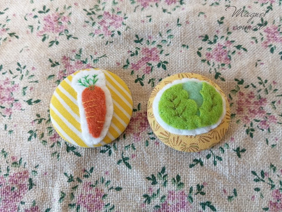 くるみボタンマグネット 2コセット(野菜B)