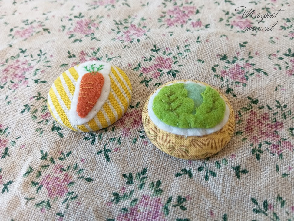 くるみボタンマグネット 2コセット(野菜B)