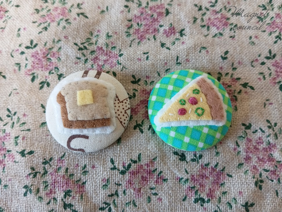 くるみボタンマグネット 2コセット（パンA）