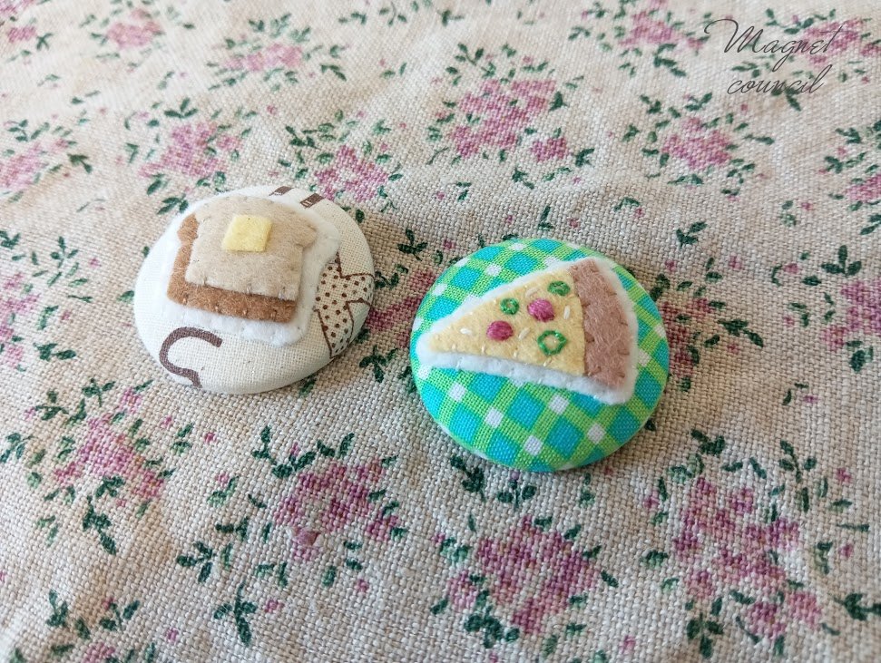 くるみボタンマグネット 2コセット（パンA）