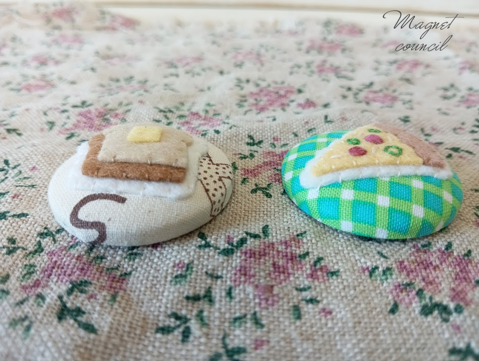 くるみボタンマグネット 2コセット（パンA）