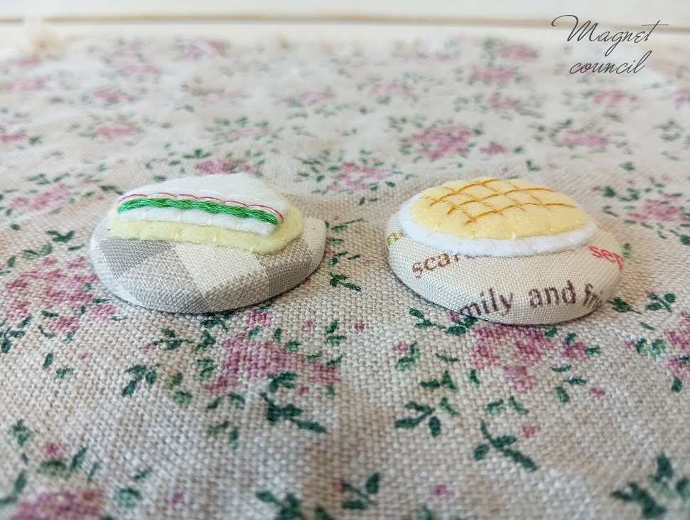 くるみボタンマグネット 2コセット（パンB）