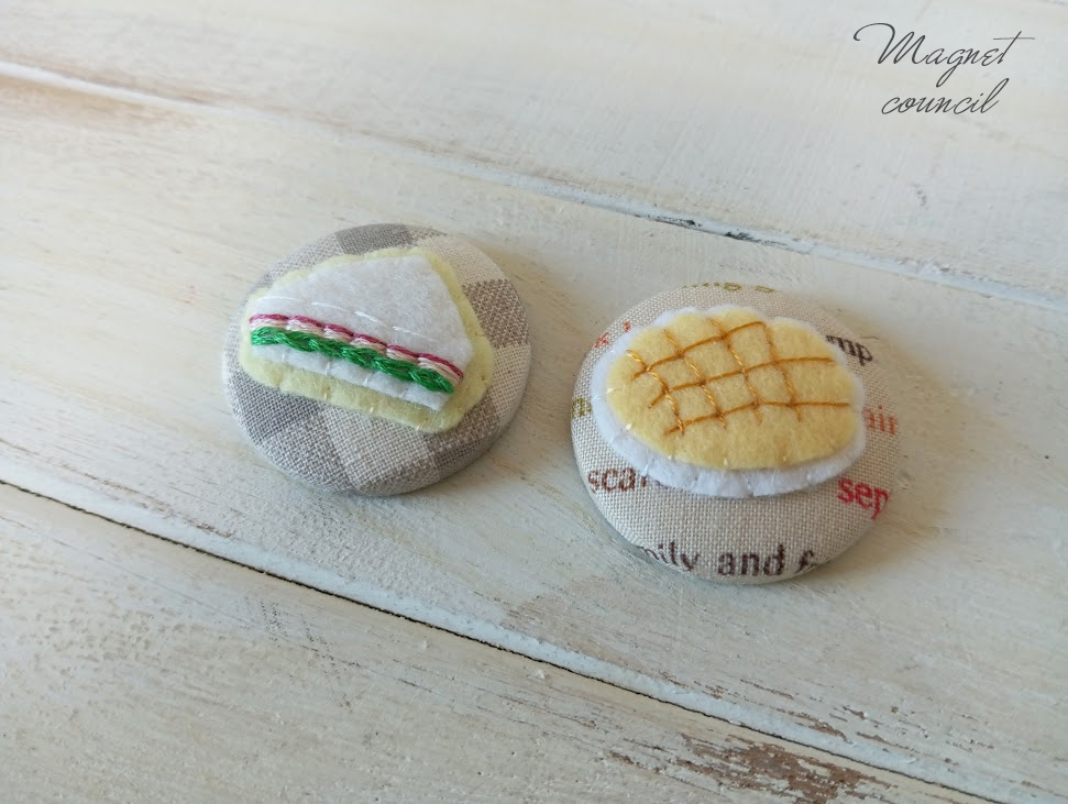 くるみボタンマグネット 2コセット（パンB）