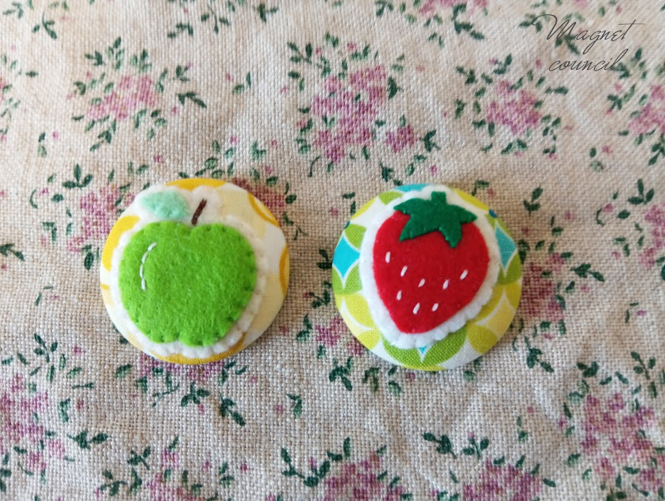 くるみボタンマグネット 2コセット(果物C)