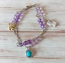 アメジスト＆ターコイズの2連風ブレスレット