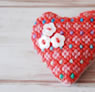 ウール刺繍のハートのブローチA