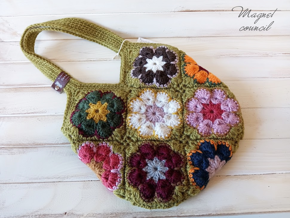 アフリカンフラワーモチーフバッグ（グリーンティー）