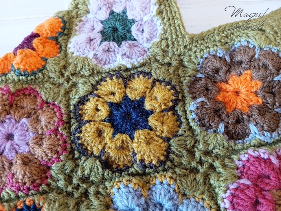 アフリカンフラワーモチーフバッグ（グリーンティー）