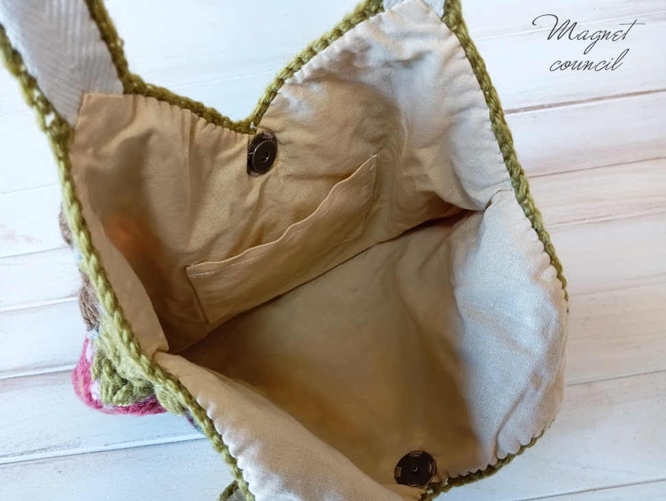 アフリカンフラワーモチーフバッグ（グリーンティー）