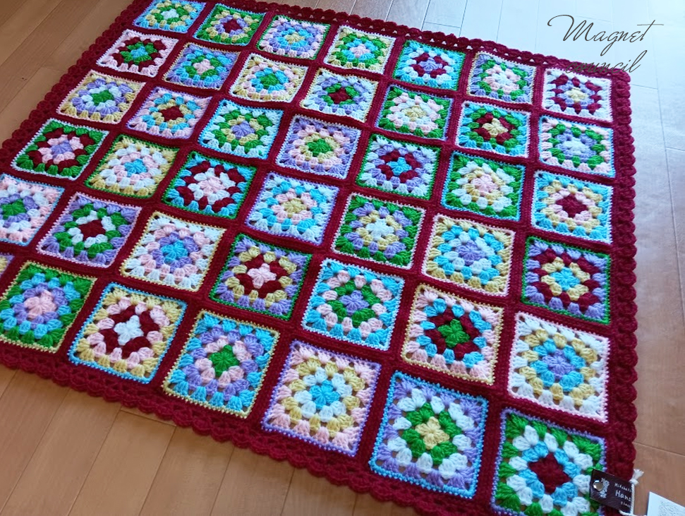 グラニースクエアブランケット（レッド）