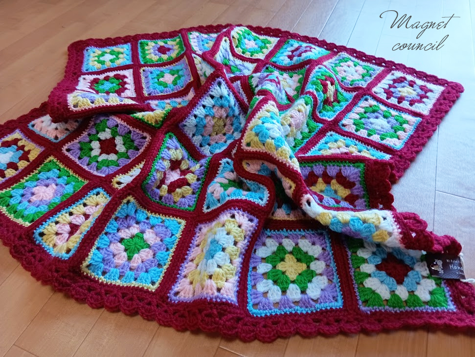 グラニースクエアブランケット（レッド）