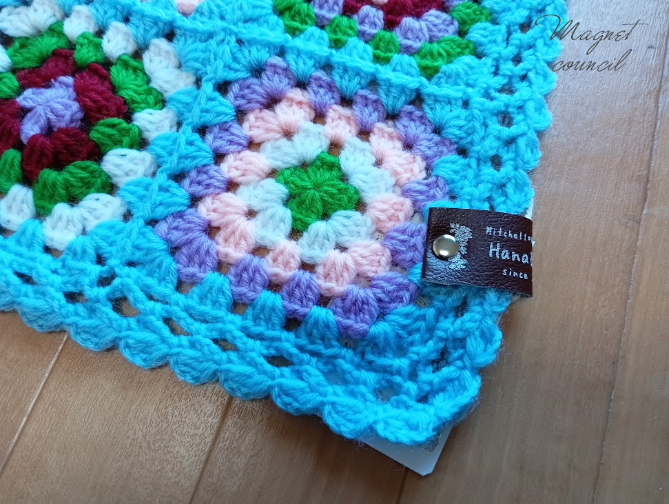 グラニースクエアブランケット（ライトブルー）