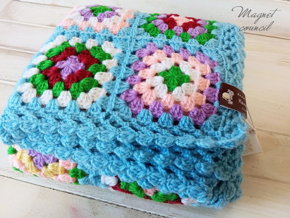 グラニースクエアブランケット（ライトブルー）