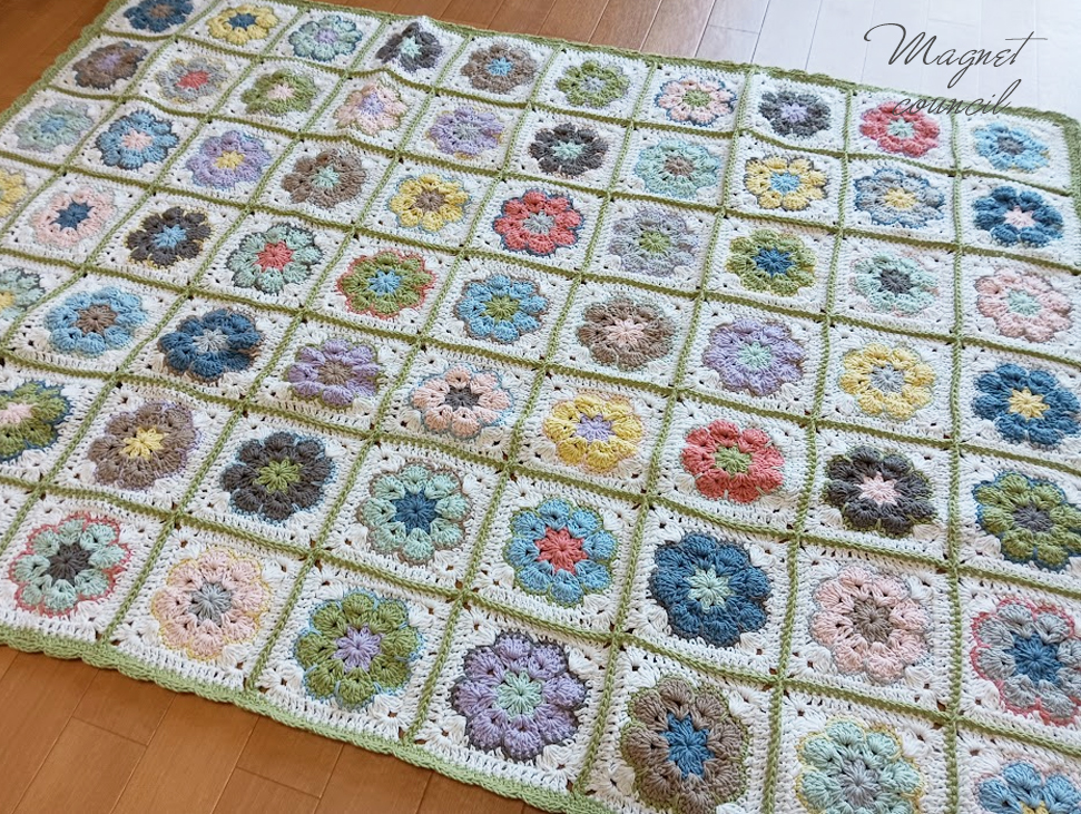 アフリカンフラワーのコットンブランケット