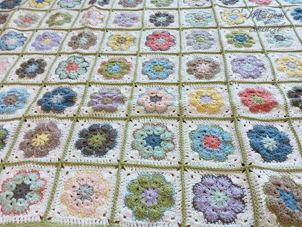 アフリカンフラワーのコットンブランケット