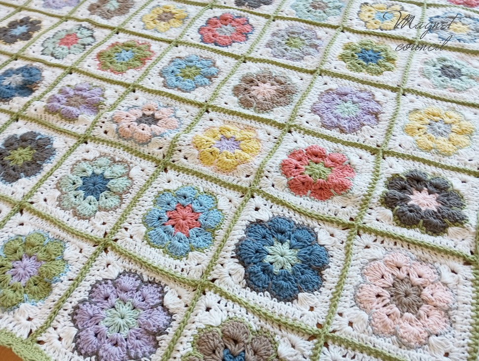 アフリカンフラワーのコットンブランケット