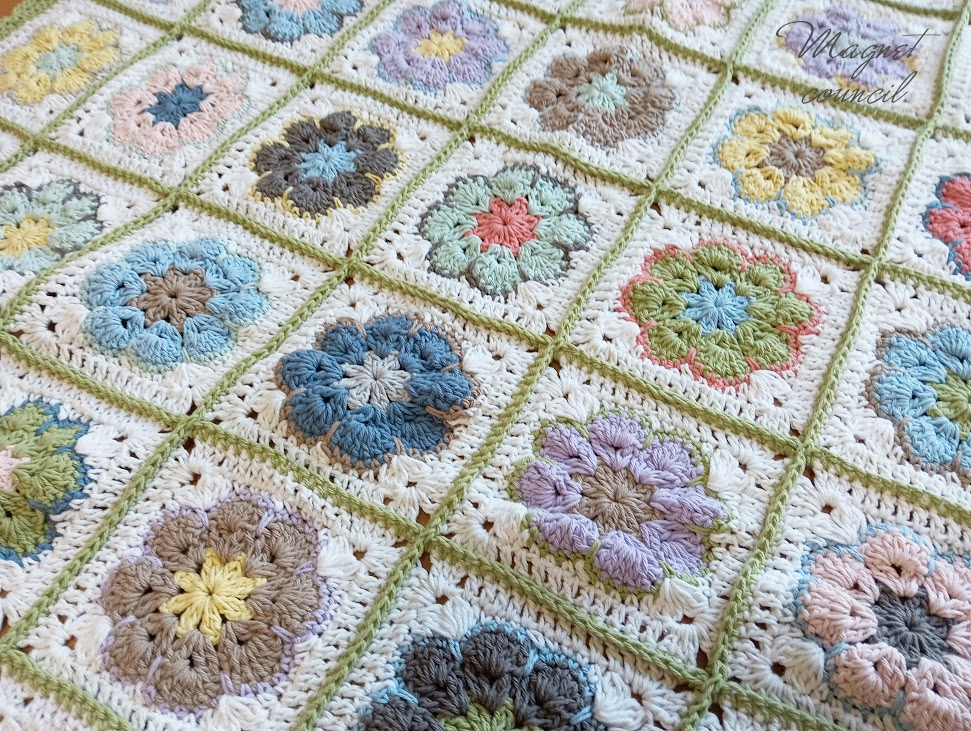 アフリカンフラワーのコットンブランケット