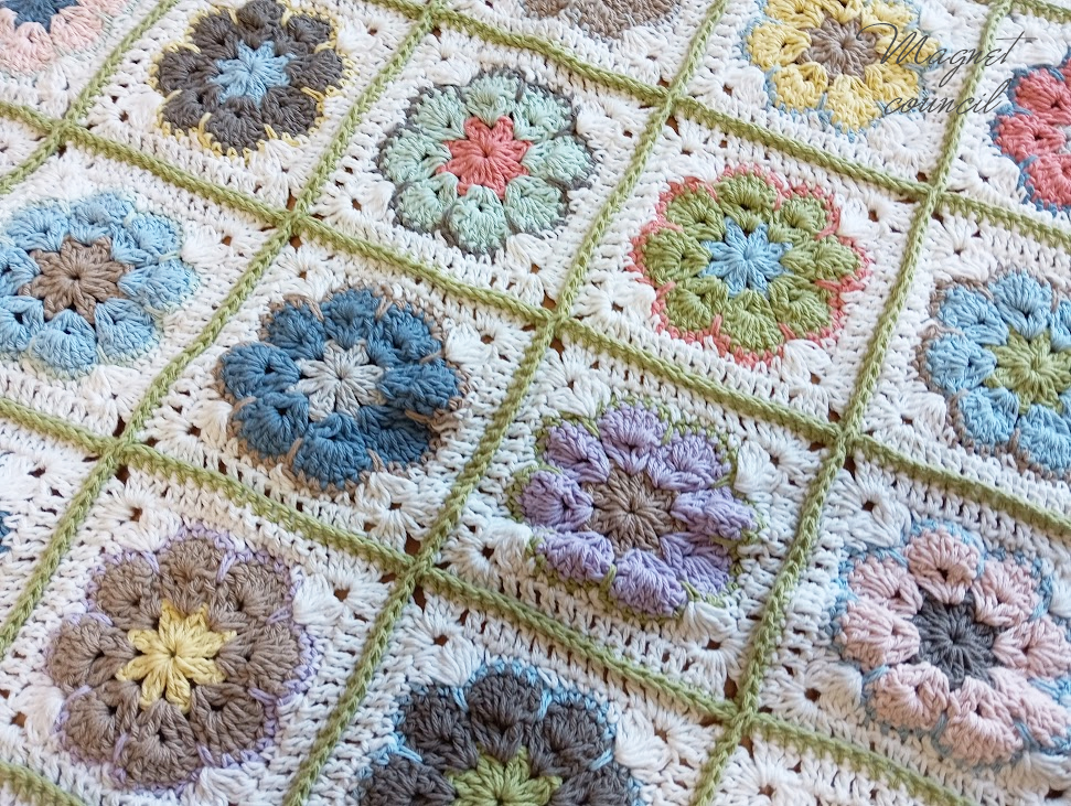 アフリカンフラワーのコットンブランケット