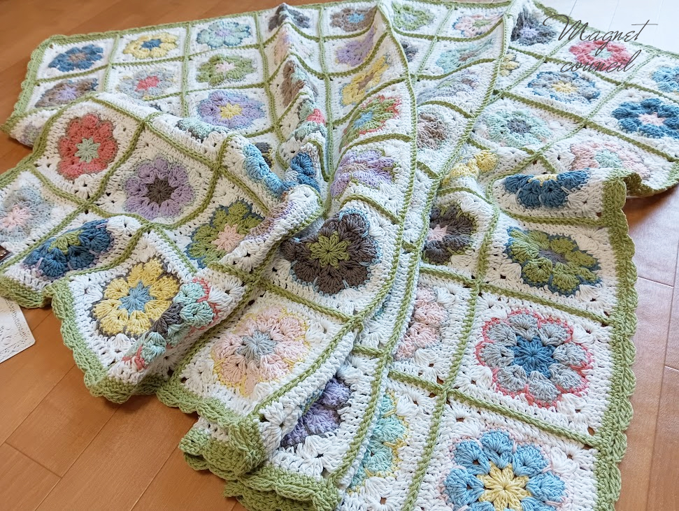 アフリカンフラワーのコットンブランケット