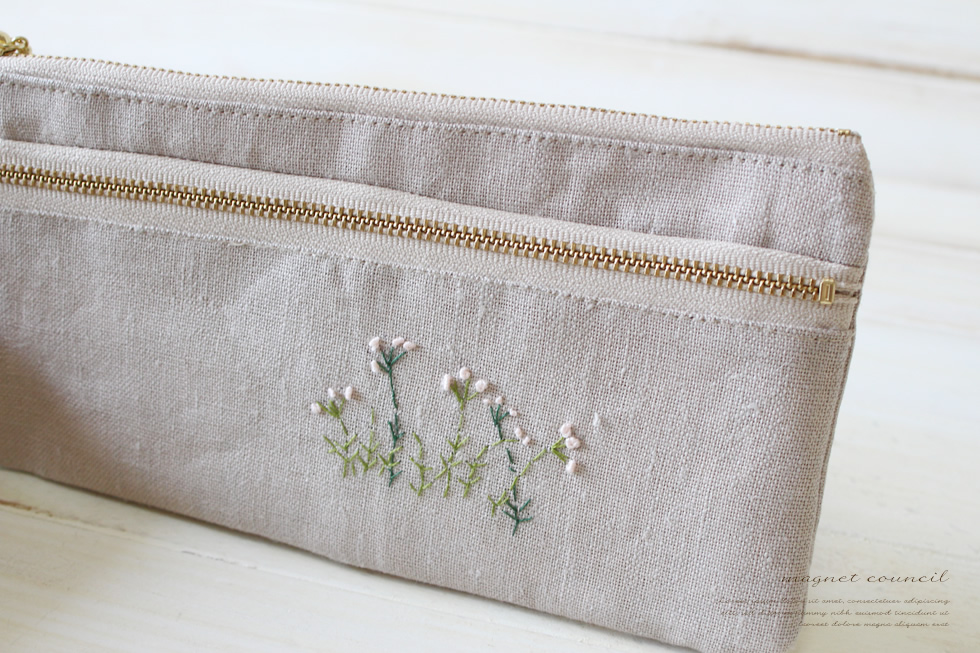 長サイフ 麻刺繍