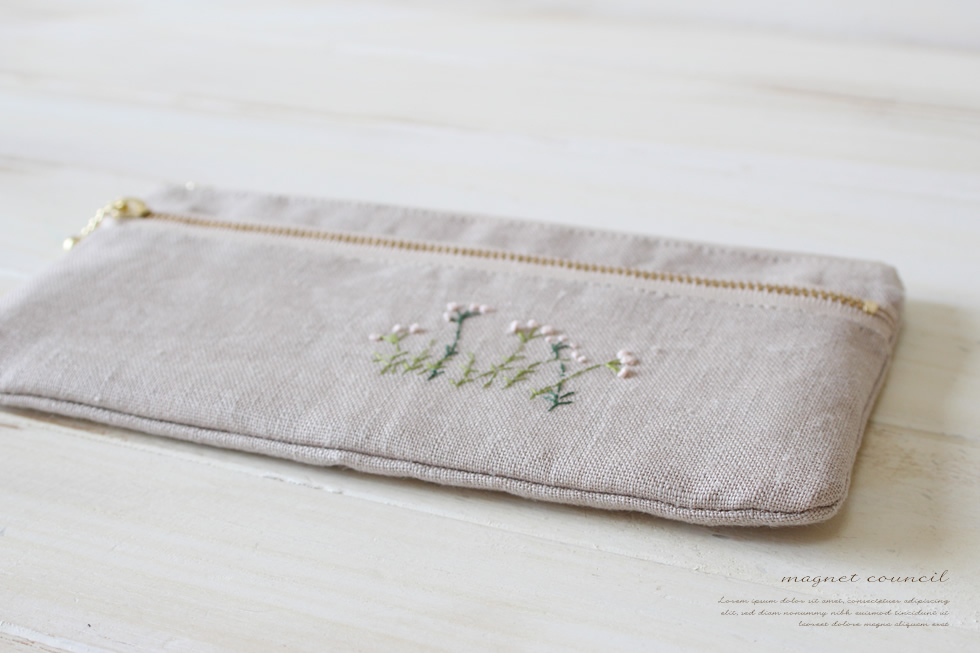 長サイフ 麻刺繍