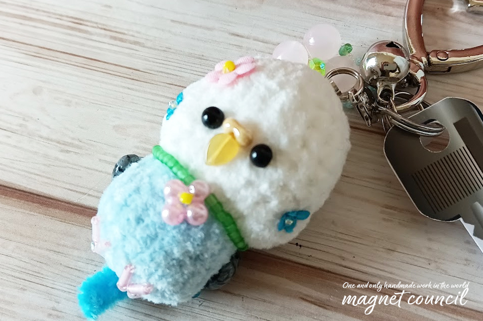 キーホルダー「ゆらりん♪セキセイインコちゃん」A