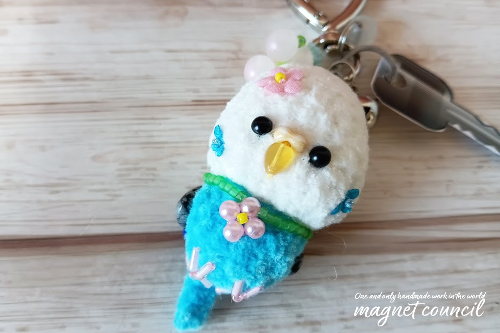 キーホルダー「ゆらりん♪セキセイインコちゃん」B