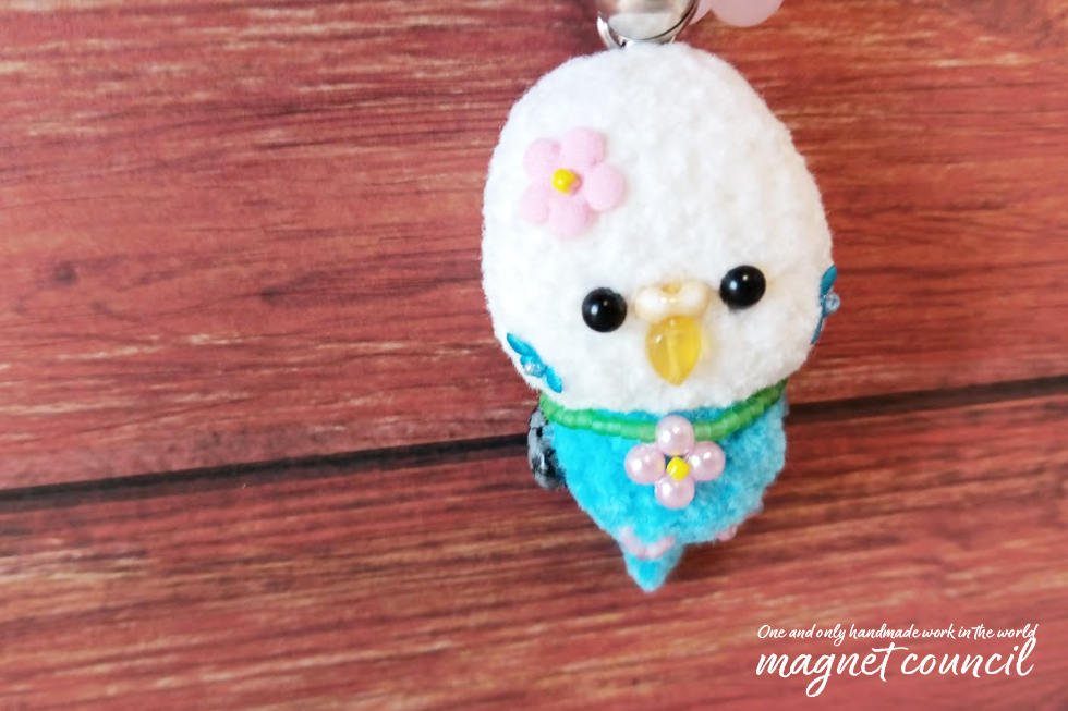 キーホルダー「ゆらりん♪セキセイインコちゃん」B