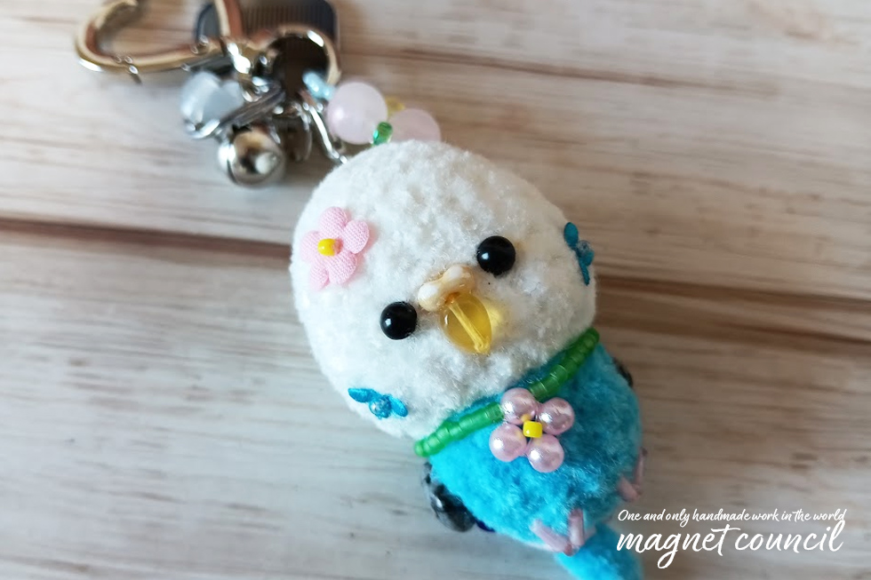 キーホルダー「ゆらりん♪セキセイインコちゃん」B
